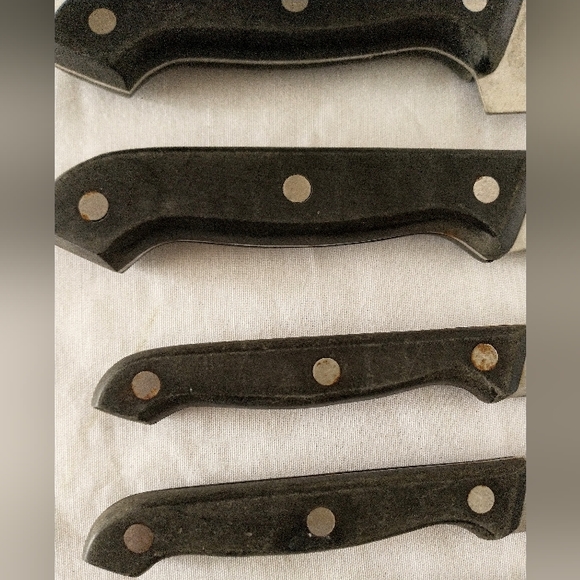 Group of 6 Slitzer Rostfrei German Knives - Stainless Steel Black Handles - Picture 8 of 11